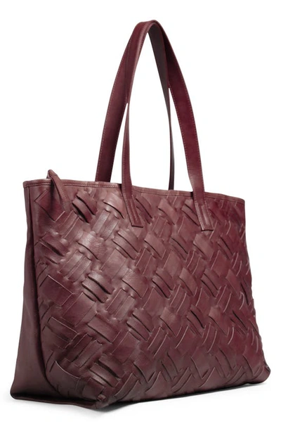 Shop Day & Mood Mee Woven Leather Tote Bag In Burgundy