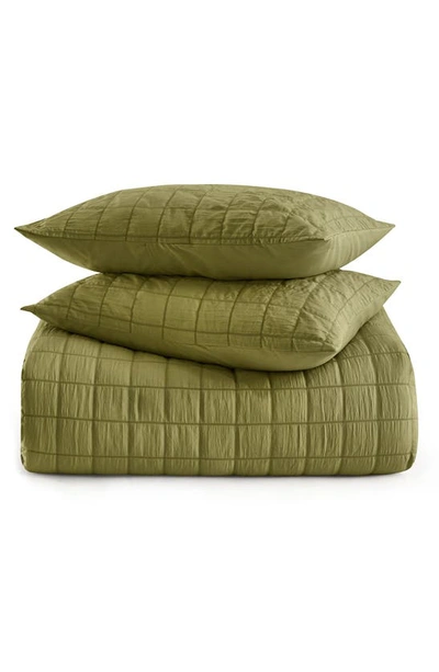 Shop Chic Jessa Washed Garment Dyed 3-piece Comforter Set In Green