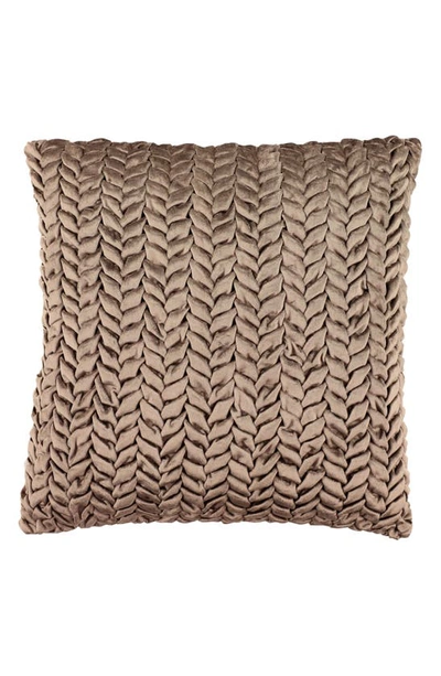Shop Uma Beige Velvet Square Decorative Throw Pillow With Smocked Braid Pattern