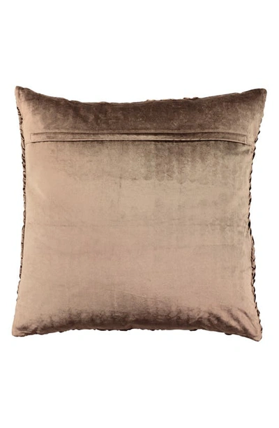 Shop Uma Beige Velvet Square Decorative Throw Pillow With Smocked Braid Pattern