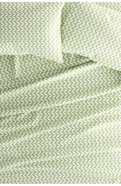 Homespun Home Spun Premium Ultra Soft Puffed Chevron Pattern 4-piece Bed Sheet Set In Sage