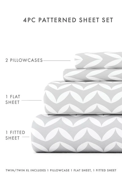 Homespun Home Spun Premium Ultra Soft Puffed Chevron Pattern 4-piece Bed Sheet Set In Light Gray