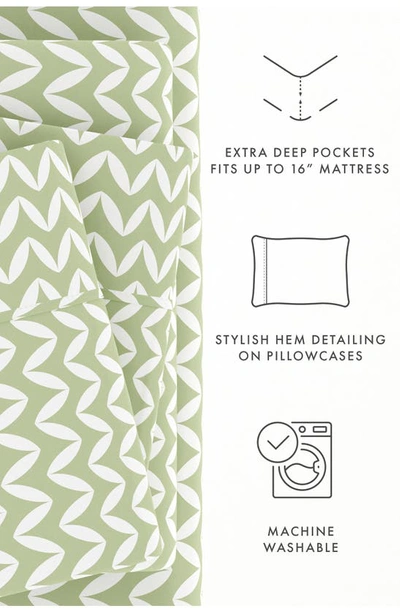 Homespun Home Spun Premium Ultra Soft Puffed Chevron Pattern 4-piece Bed Sheet Set In Sage
