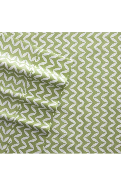 Homespun Home Spun Premium Ultra Soft Puffed Chevron Pattern 4-piece Bed Sheet Set In Sage