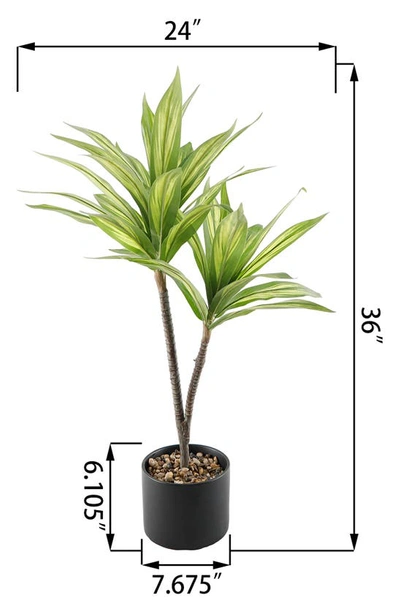 Flora Bunda Black Ceramic Pot 36" Faux Palm Plant In Black/green