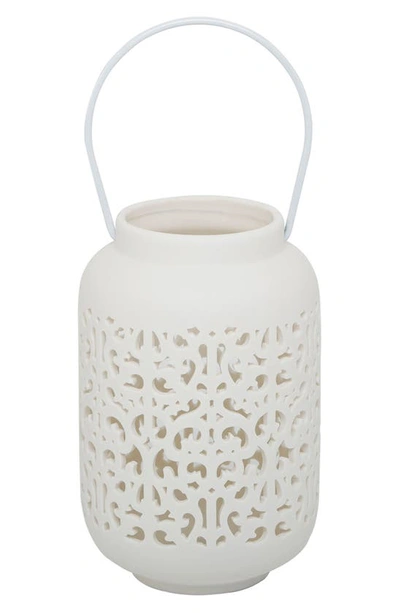 Shop Flora Bunda Led Knot Ceramic Lantern In Ivory