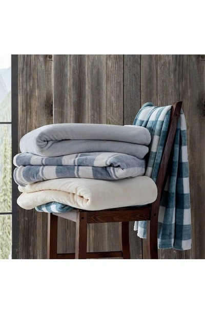 Eddie Bauer Bi-color Premium Plush Fleece Throw Blanket In Pebble