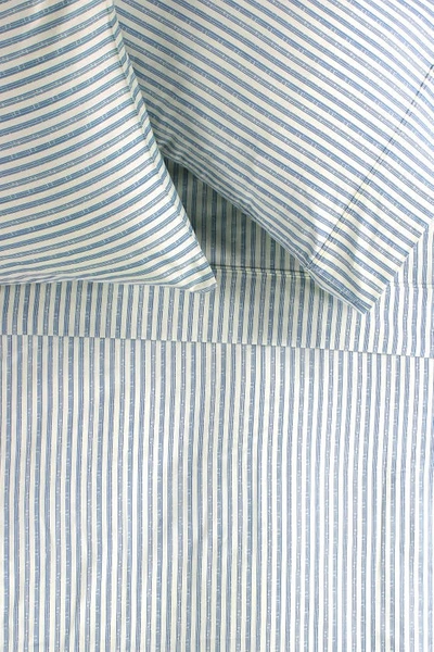 Melange Stripe Print 3-piece Sheet Set In Navy