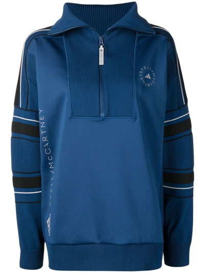 Adidas By Stella Mccartney Knit Mix Pullover In Blue | ModeSens