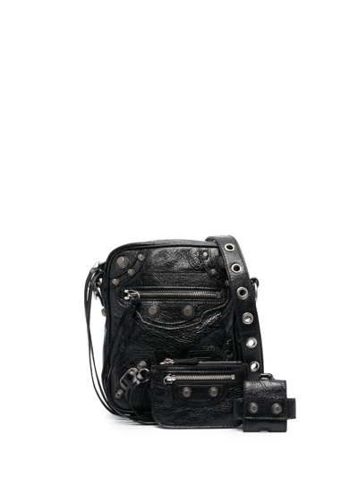 Shop Balenciaga Black Le Cagole Leather Cross Body Bag In 1000 - Black