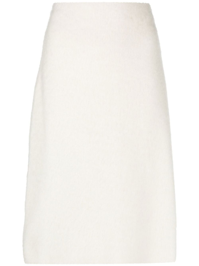 Shop Jw Anderson Neutral Logo Patch Midi Skirt - Women's - Polyamide/polyester/mohair In White