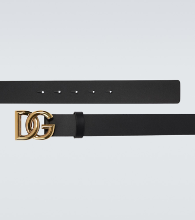 Shop Dolce & Gabbana Dg Leather Belt In Black/gold