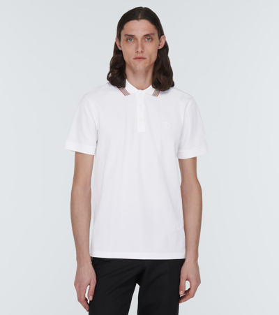 Shop Burberry Logo Cotton Piqué Polo Shirt In White