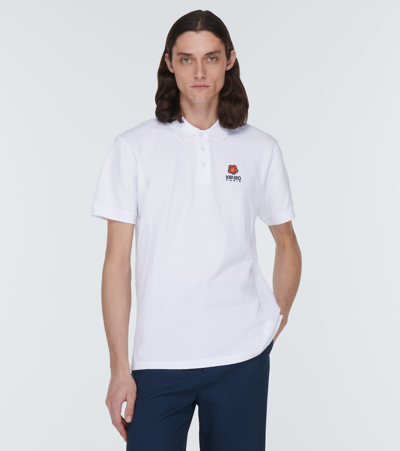 Shop Kenzo Logo Cotton Piqué Polo Shirt In White