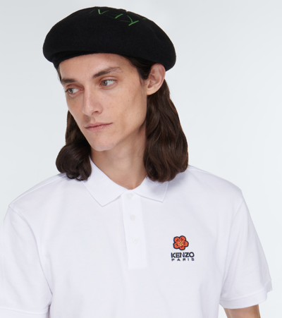 Shop Kenzo Logo Cotton Piqué Polo Shirt In White