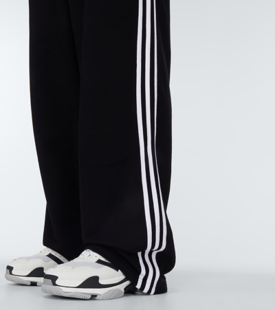 Shop Balenciaga X Adidas Cotton Sweatpants In Black/white/white