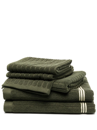 Shop Baina Green Ribbed Organic Cotton Towel Set
