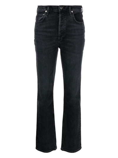 Shop Agolde Freya High-rise Slim Jeans - Women's - Organic Cotton/spandex/elastane In Black