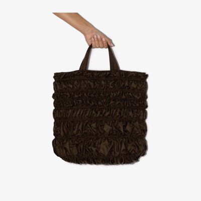 Shop Molly Goddard Brown Kyoto Bumpy Tote Bag
