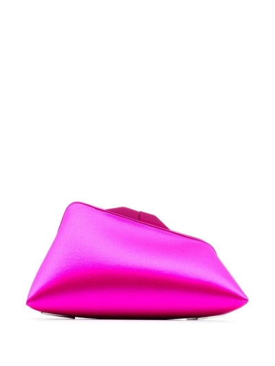 Shop Attico Pink Midnight Satin Clutch Bag