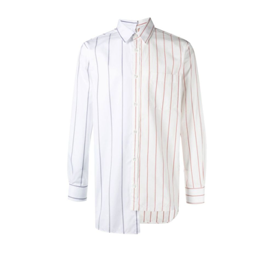 Shop Lanvin White Two-tone Pinstripe Shirt
