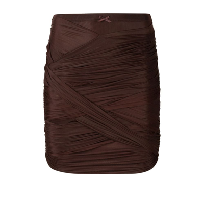 Shop Alexander Wang Ruched Draped Mini Skirt - Women's - Polyamide/spandex/elastane In Brown