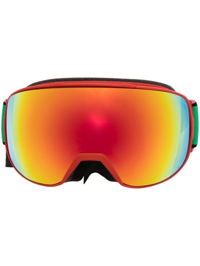 Shop Bottega Veneta Red Mirrored Ski Goggles