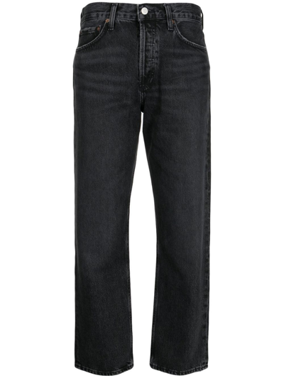 Shop Agolde Black Wyman Low-slung Relaxed Straight Jeans