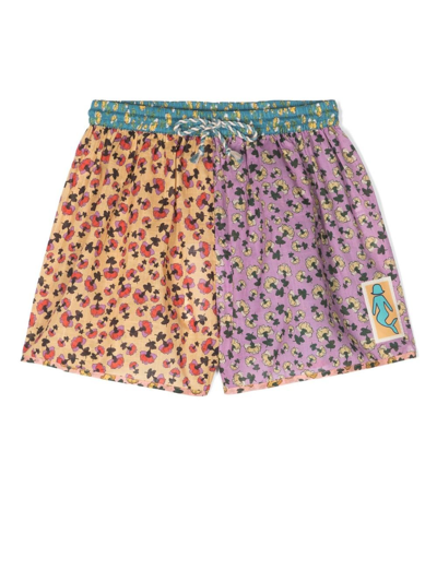 Shop Zimmermann Purple Tiggy Floral Print Cotton Shorts