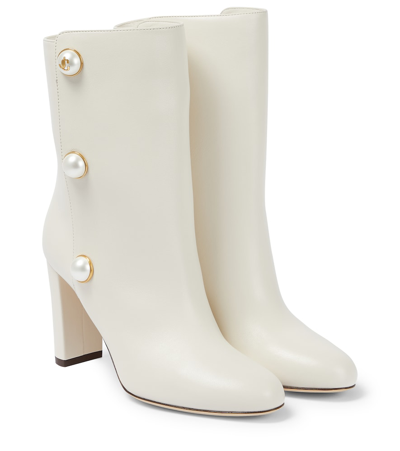 Rina 85 Leather Ankle Boots In White