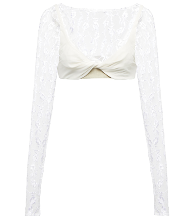 Jacquemus Le Haut Musu Sheer Lace Crop Top In White