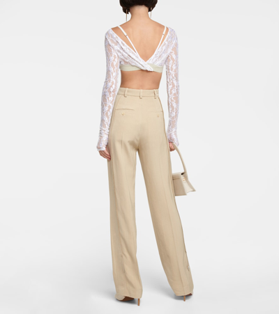 Jacquemus Le Haut Musu Sheer Lace Crop Top In White
