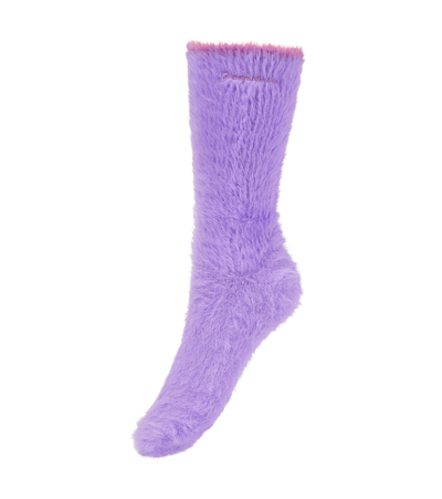 Shop Jacquemus Les Chaussettes Neve Fluffy Socks In Purple