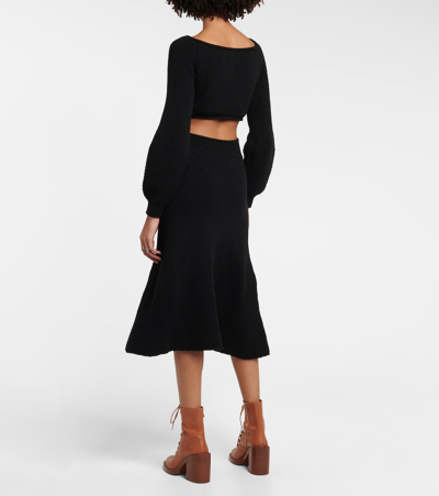 Shop Chloé Cutout Cashmere And Wool Midi Dress In Black