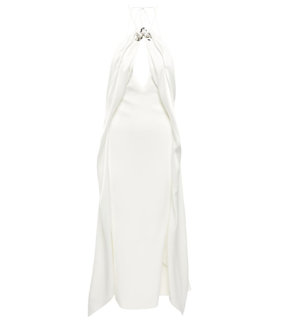 Shop David Koma Halterneck Midi Dress In White