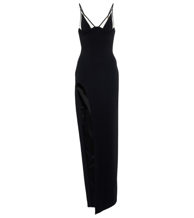 Shop David Koma Mesh-paneled Gown In Black