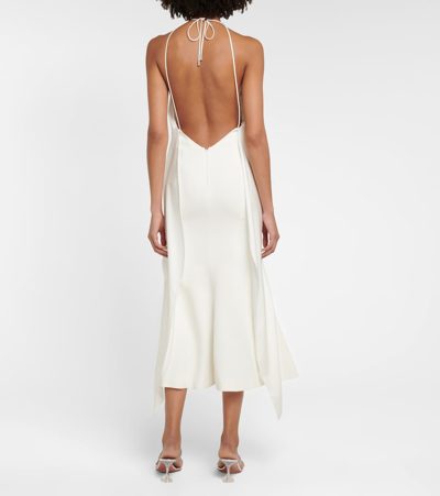 Shop David Koma Halterneck Midi Dress In White