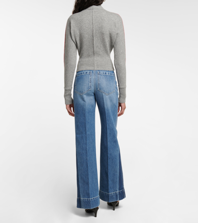 Shop Victoria Beckham Turtleneck Cashmere-blend Sweater In Grey Marl