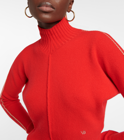 Shop Victoria Beckham Cashmere-blend Turtleneck Sweater In Red