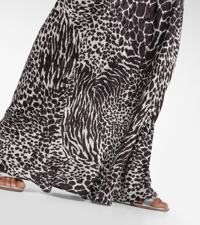 Shop Rodarte Zebra-print Silk Jacquard Gown In Black