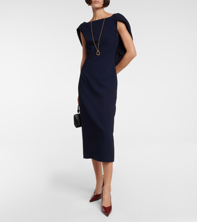 Emilia Wickstead Maliya Crêpe Midi Dress In Midnight