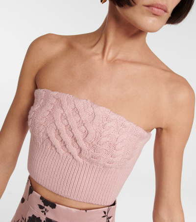 Shop Emilia Wickstead Bimba Wool Cropped Bustier In Ballet Pink