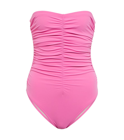 Shop Karla Colletto Basics Ruched Swimsuit In Zinnia