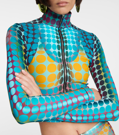 Shop Jean Paul Gaultier Dots Printed Top In Blue/purple/yellow