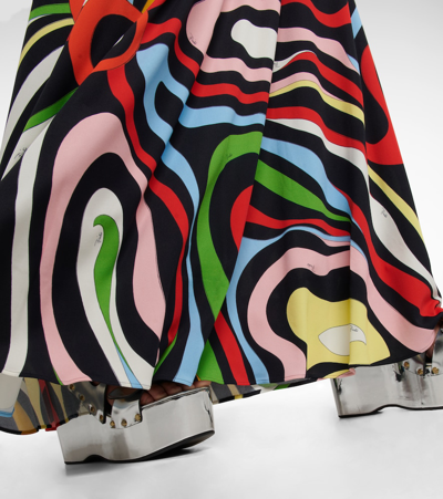 Shop Pucci Printed Silk-blend Maxi Skirt In Nero/rosso