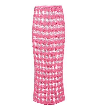 Shop Anna Kosturova Rosette Crochet Cotton Maxi Skirt In Pink