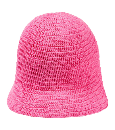 Anna Kosturova Crochet Cotton Bucket Hat In Pink