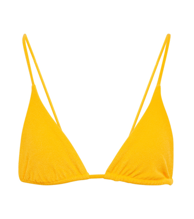 Jade Swim Via Triangle Terry Bikini Top In Saffron Terry