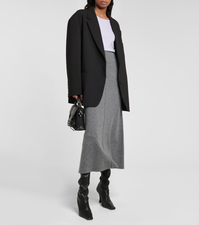 Shop Dorothee Schumacher Modern Statements Wool-blend Midi Skirt In Dark Heather Grey