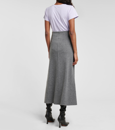 Shop Dorothee Schumacher Modern Statements Wool-blend Midi Skirt In Dark Heather Grey